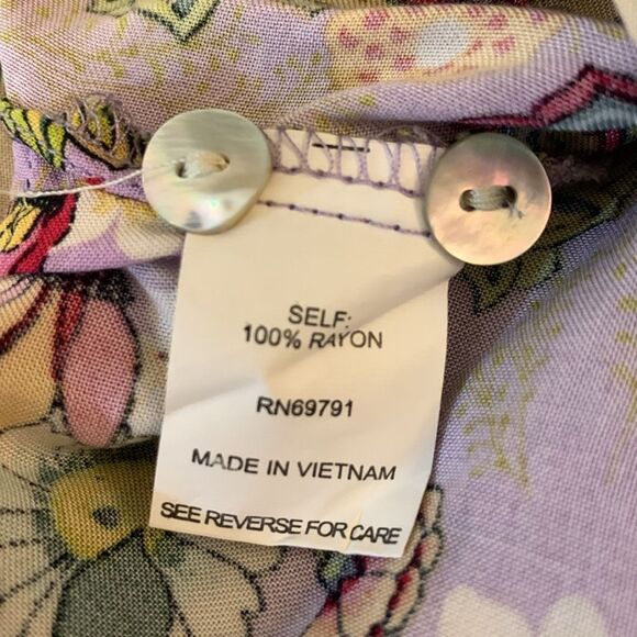 Anthropologie Fig & Flower Lavender Multicolor Paisley Boho Peasant Tunic Blouse - Picture 7 of 7